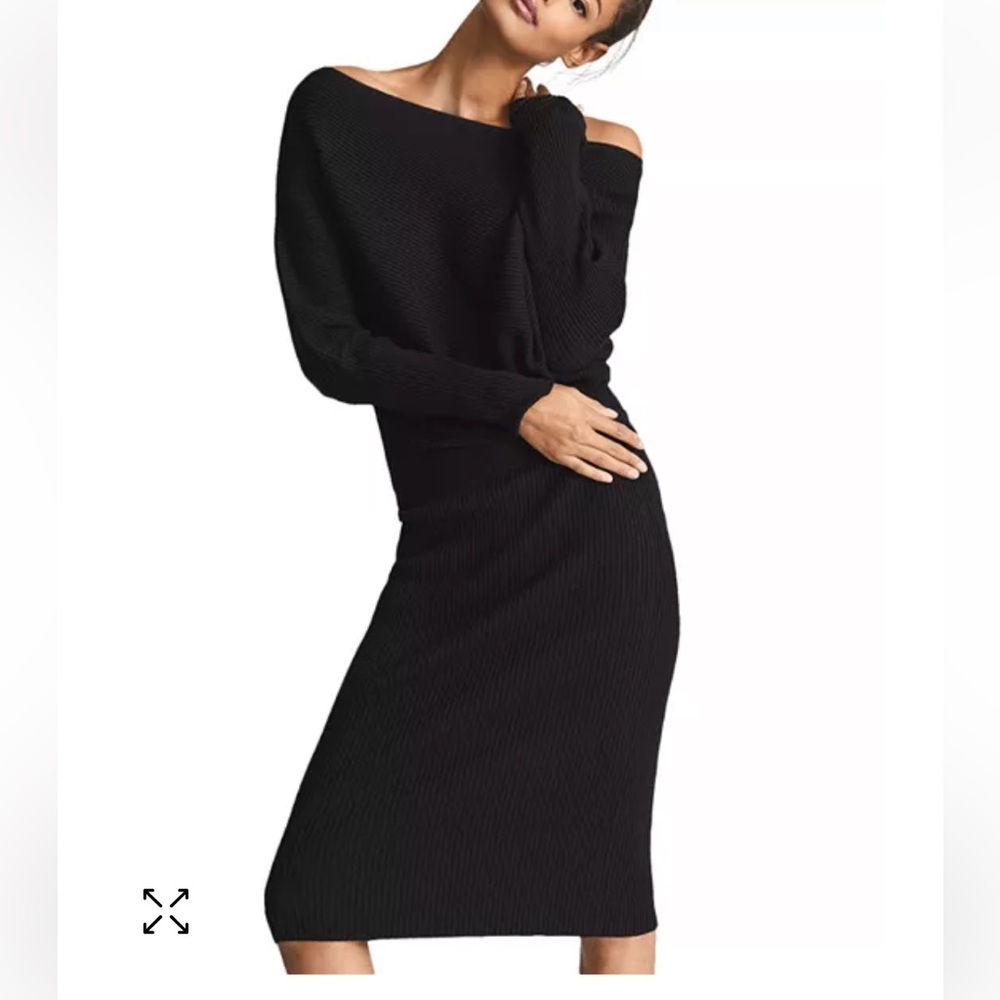 Reiss - Lara Drape knitted bodycon dress Black